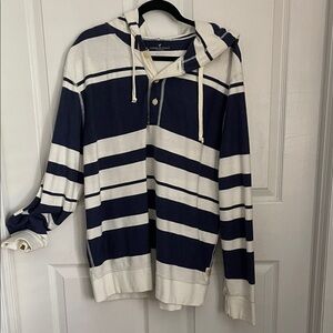 American Eagle Outfitters Navy and Cream Hoodie